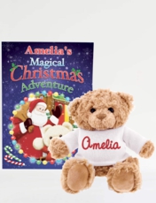 Personalised Magical Christmas Story Book and Teddy Bear Multi
