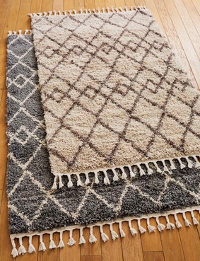 Deep Pile Fringe Rug Large Green