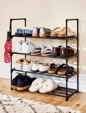4 Tier Shoe Rack Black