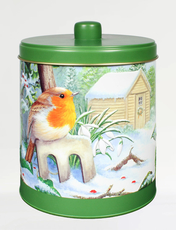Embossed Robin Biscuit Tin Multi