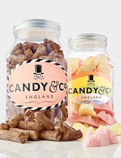Pink and White Chocolate Mice and Chocolate Nibbles Sweet Jars Multi