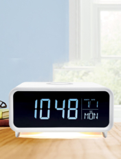 Alarm Clock with Wireless Charging Pad and Night Light White