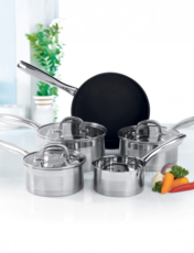 Salter 5pc Stainless Steel Pan set Silver