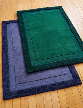 Wool Border Rug Green