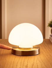 Touch Activated Dome Lamp with Antique Brass Finish Brass