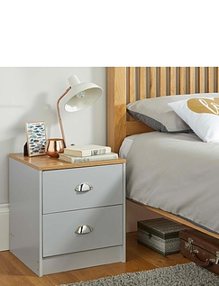 Henley 2 Draw Bedside With Cup Handles Grey