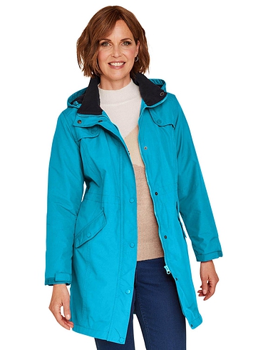 Fleece Lined Waterproof Fabric Jacket 36 Inch - Teal