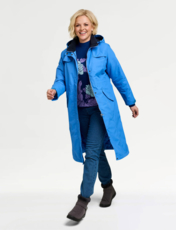 Fleece Lined Waterproof Fabric Jacket 44 Inch Blue