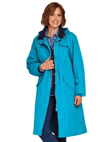 Fleece Lined Waterproof Fabric Jacket 44 Inch - Teal