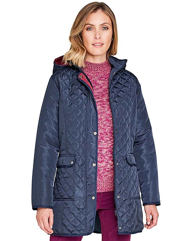 Diamond Quilted Padded Contrast Trim Woven Shower Jacket