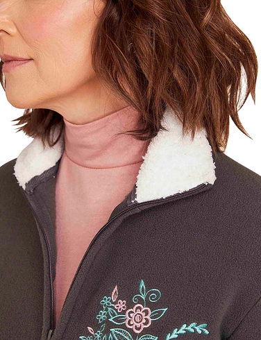 Embroidered Polar Fleece Zip Jacket