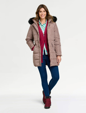 Parka Style Jacket With Detachable Hood Navy