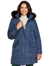 Parka Style Jacket With Detachable Hood Navy