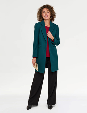 Two Button Plain Design Coat Berry