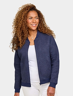 Mock Quilt Jersey Zip Jacket Navy