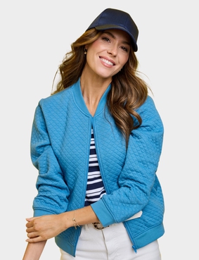 Mock Quilt Jersey Zip Jacket Navy