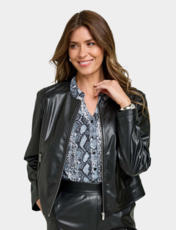 Faux Leather Zip Jacket Black