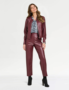 Faux Leather Zip Jacket Black