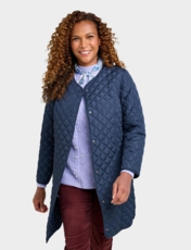 Longline Lightly Quilted Collarless Jacket Navy
