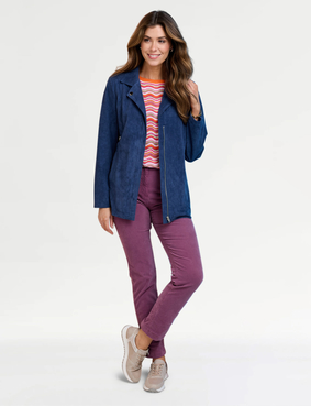 Zip Suedette Jacket Blue