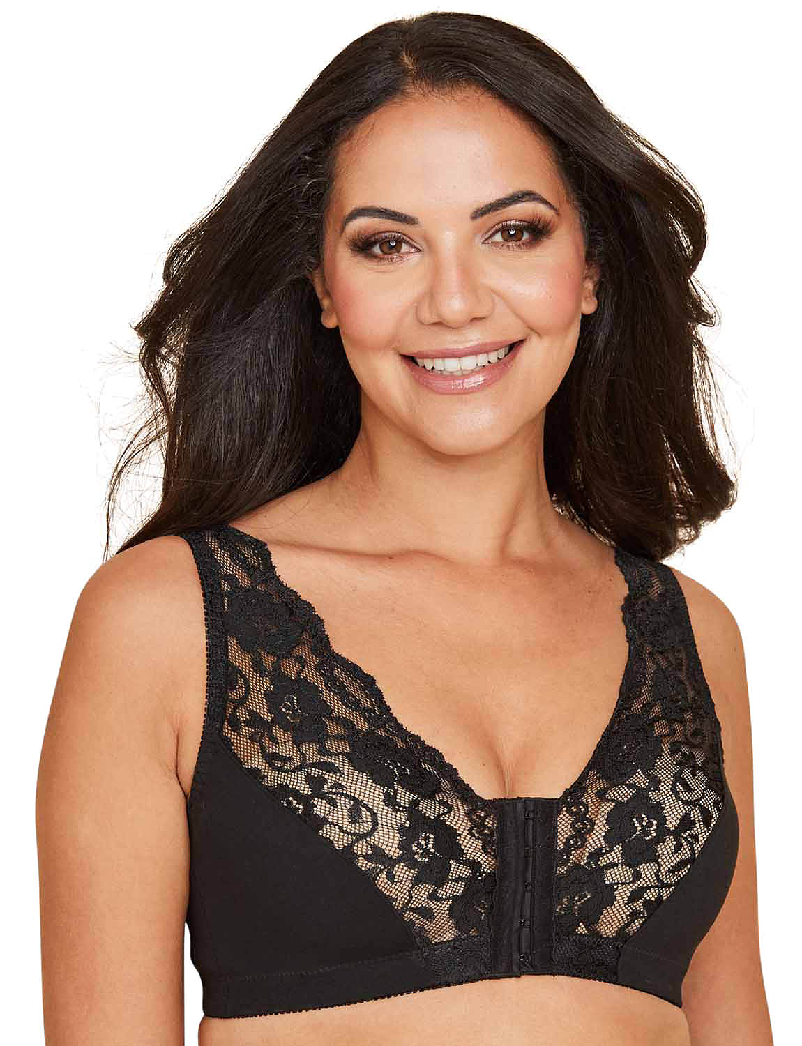 Marlon Mandy Front Fastening Firm Control Non-Wired Bra Black Size