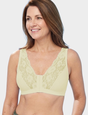 Cotton Lace Front Fastening Magic Bra Cream