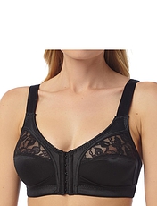 Marlon Front Fastening Soft Cup Lace Trim Bra Black