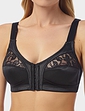 Marlon Front Fastening Soft Cup Lace Trim Bra Black