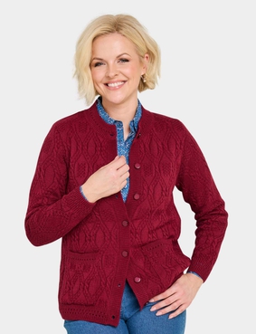 Cable and Diamond Design Cardigan Hydrangea