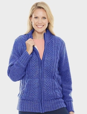 Borg Fleece Lined Zip Cardigan Blue