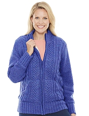 Fleece Lined Zip Cardigan Blue