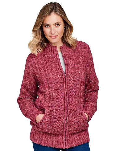 Ladies Borg Fleece Lined Zip Cardigan | Chums