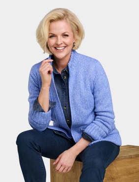 Fleece Lined Zip Cardigan Natural