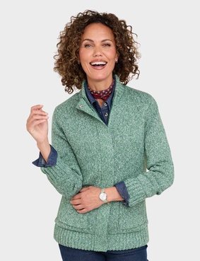 Fleece Lined Zip Cardigan Natural