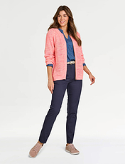 Textured Marl Knit Zip Cardigan Blue
