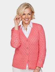 Pointelle Ladies Knit Cardigan Lavender