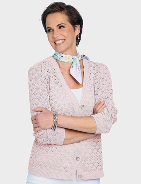 Pointelle Ladies Knit Cardigan Apple