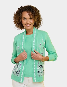 Jacquard Mock Twin Set Apple