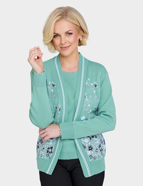 Jacquard Mock Twin Set Apple