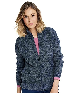 Knitted Fleece Lined Zip Cardigan Blue