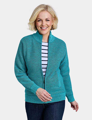 Knitted Fleece Lined Zip Cardigan