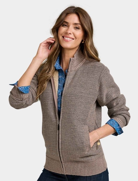 Knitted Fleece Lined Zip Cardigan Blue