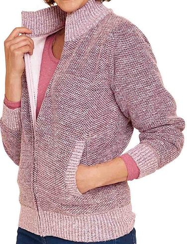Knitted Fleece Lined Zip Cardigan