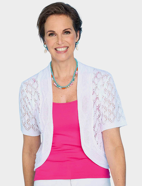 Pointelle Shrug Duck Egg