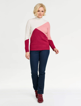 Colour Block Turtle Neck Jumper Blue