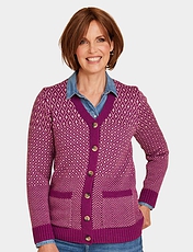 Jacquard Button Cardigan Mauve