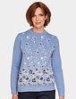 Floral Jacquard Jumper Dusky Blue