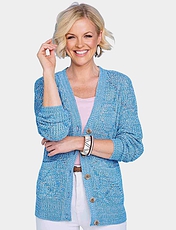 Longline Pointelle Knit Cardigan Orchid