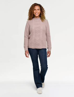 Pearl and Cable Turtleneck Jumper Lavender