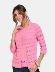 Pointelle Mock Twinset Cerise